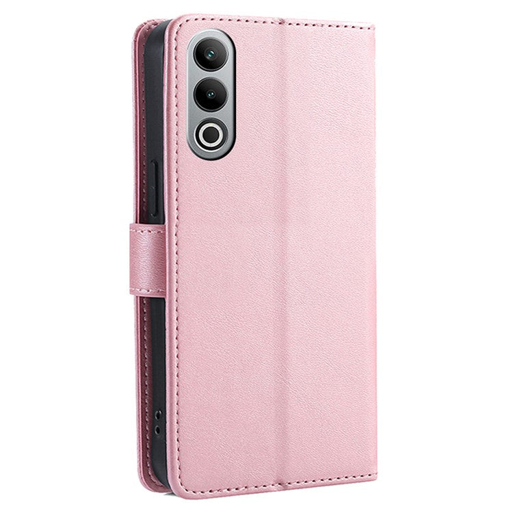 For OnePlus Nord CE4 5G Case PU Leather+TPU Phone Proctive Cover Calf Texture Wallet - Rose Gold