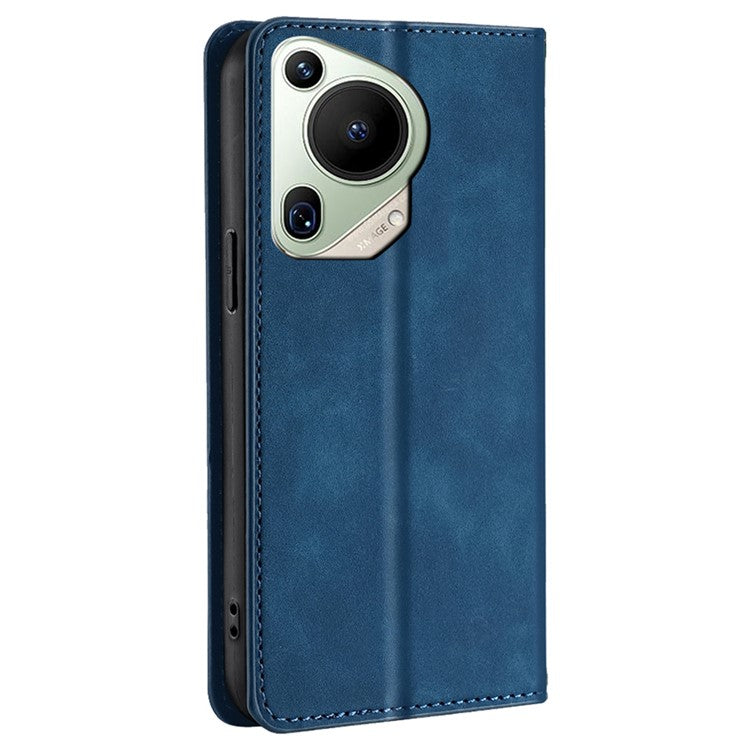 For Huawei Pura 70 Ultra Case PU Leather Hidden Magnetic Adsorption Flip Phone Cover - Blue
