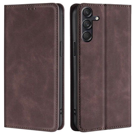 For Samsung Galaxy M55 5G / C55 5G / F55 5G Card Slot Phone Case Skin-Touch Feeling PU Leather Cover - Dark Brown