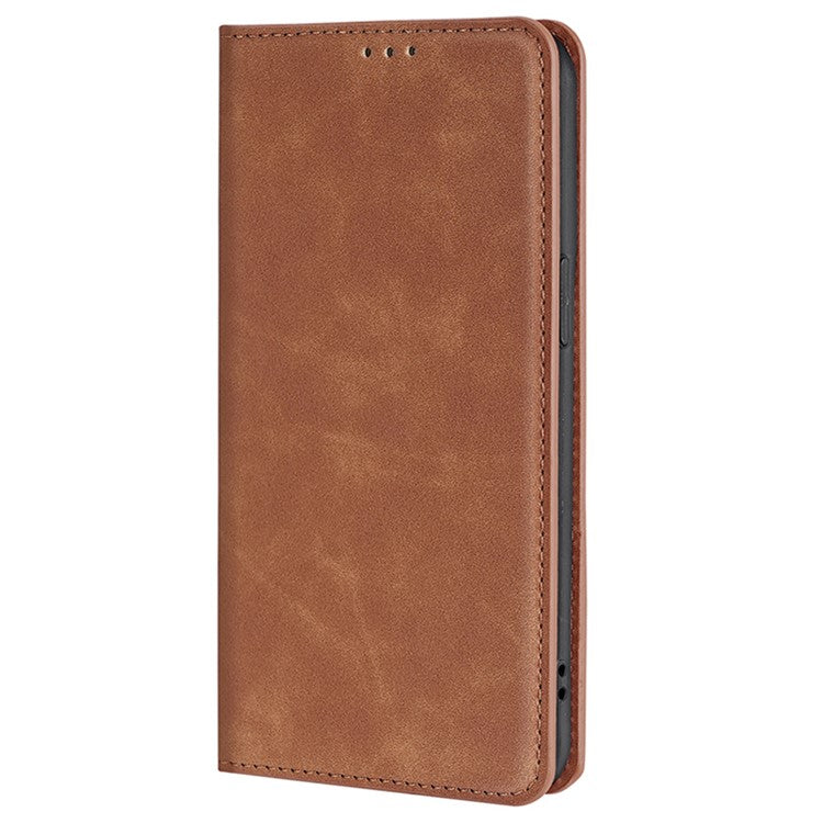 For Samsung Galaxy M55 5G / C55 5G / F55 5G Card Slot Phone Case Skin-Touch Feeling PU Leather Cover - Light Brown