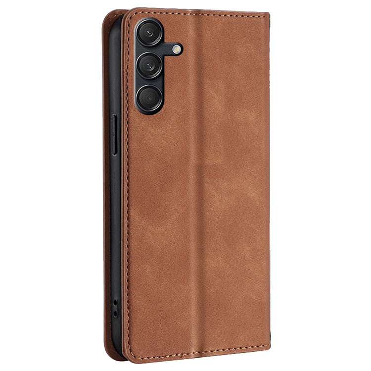 For Samsung Galaxy M55 5G / C55 5G / F55 5G Card Slot Phone Case Skin-Touch Feeling PU Leather Cover - Light Brown
