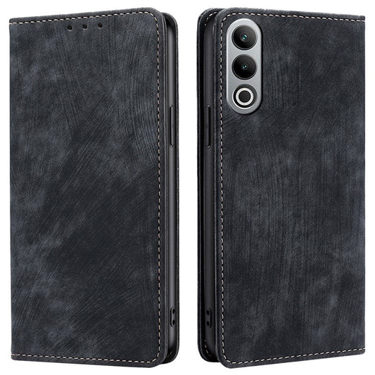 For OnePlus Nord CE4 5G Case RFID Blocking PU Leather Stand Wallet Phone Cover - Black