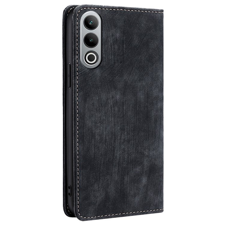 For OnePlus Nord CE4 5G Case RFID Blocking PU Leather Stand Wallet Phone Cover - Black