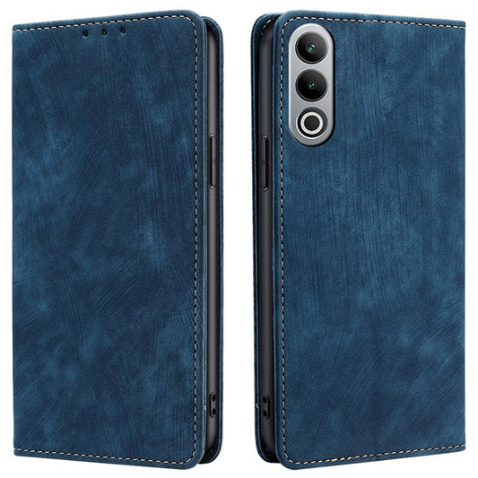 For OnePlus Nord CE4 5G Case RFID Blocking PU Leather Stand Wallet Phone Cover - Blue