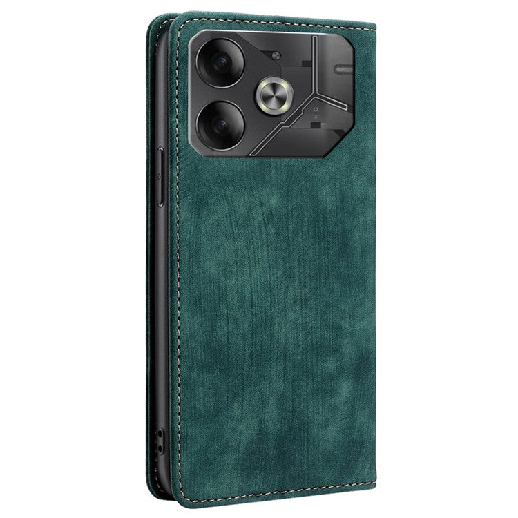 For TECNO Pova 6 5G Case RFID Blocking PU Leather Flip Stand Phone Cover - Green
