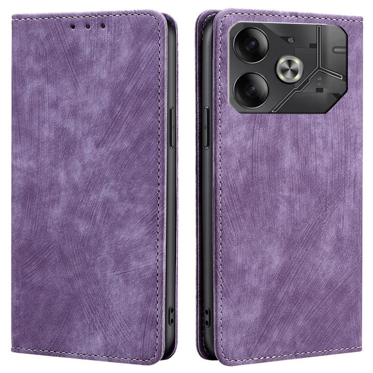 For TECNO Pova 6 5G Case RFID Blocking PU Leather Flip Stand Phone Cover - Purple
