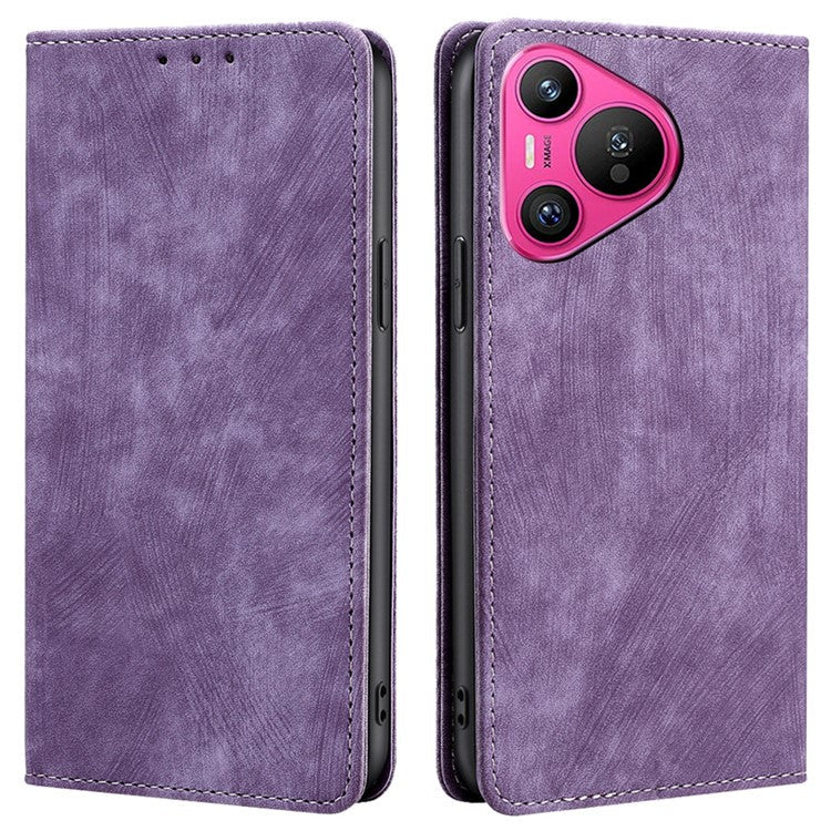 For Huawei Pura 70 Case RFID Blocking PU Leather Wallet Stand Anti-scratch Phone Cover - Purple