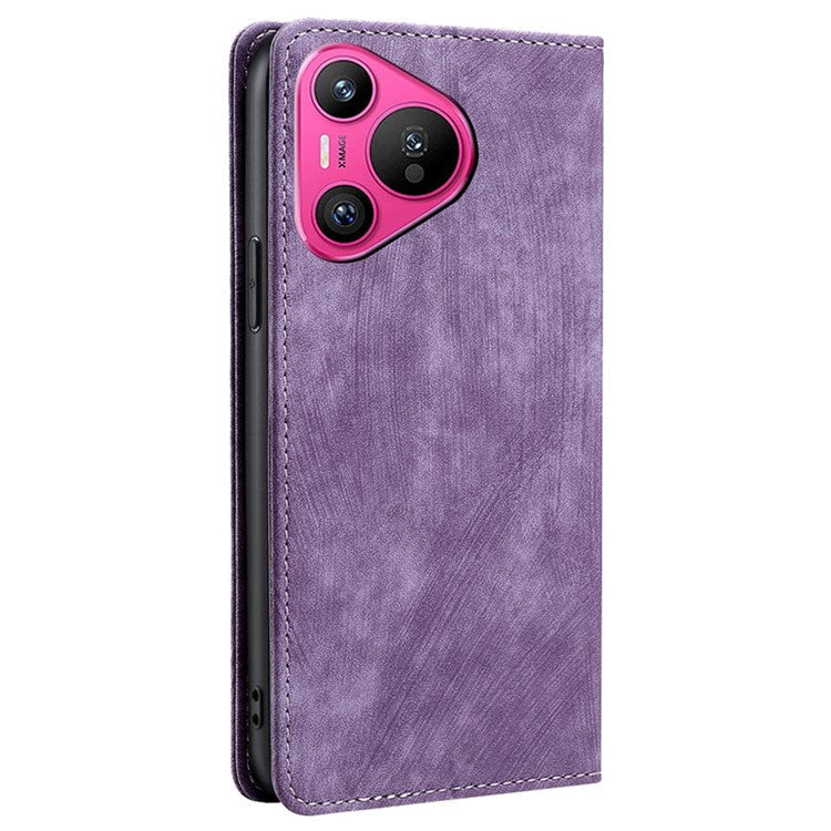 For Huawei Pura 70 Case RFID Blocking PU Leather Wallet Stand Anti-scratch Phone Cover - Purple