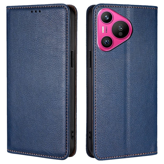 For Huawei Pura 70 Magnetic Case Solid Color Wallet Shell Mobile Phone Accessories Wholesale - Blue