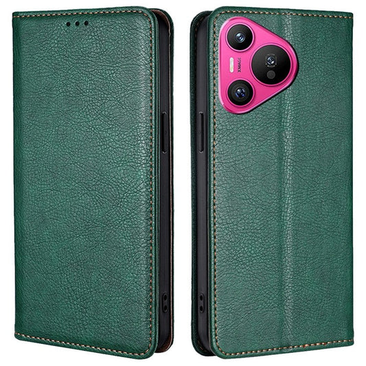 For Huawei Pura 70 Magnetic Case Solid Color Wallet Shell Mobile Phone Accessories Wholesale - Green