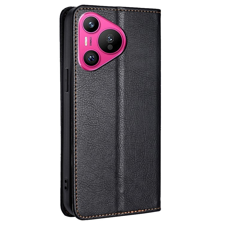 For Huawei Pura 70 Magnetic Case Solid Color Wallet Shell Mobile Phone Accessories Wholesale - Black