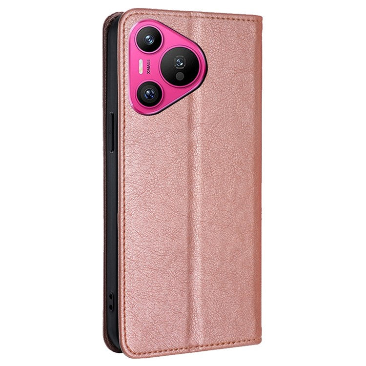 For Huawei Pura 70 Magnetic Case Solid Color Wallet Shell Mobile Phone Accessories Wholesale - Rose Gold