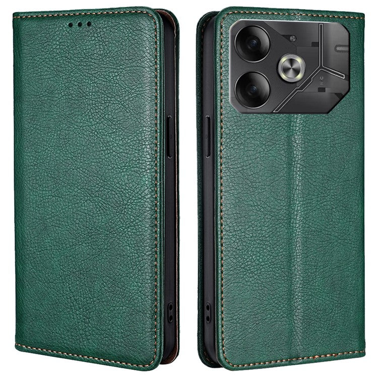 For TECNO Pova 6 5G Case Strong Magnetic Flip Wallet Stand Smart Phone Cover - Green