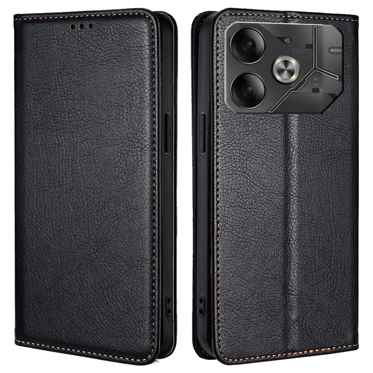 For TECNO Pova 6 5G Case Strong Magnetic Flip Wallet Stand Smart Phone Cover - Black