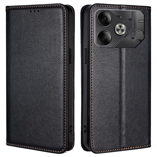 For TECNO Pova 6 5G Case Strong Magnetic Flip Wallet Stand Smart Phone Cover - Black