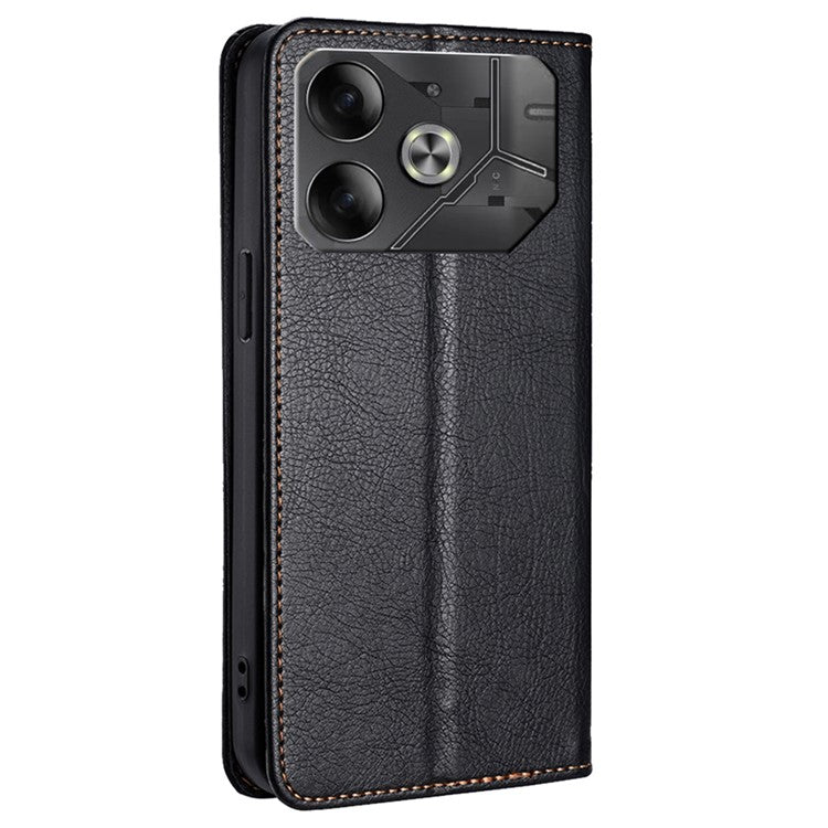 For TECNO Pova 6 5G Case Strong Magnetic Flip Wallet Stand Smart Phone Cover - Black