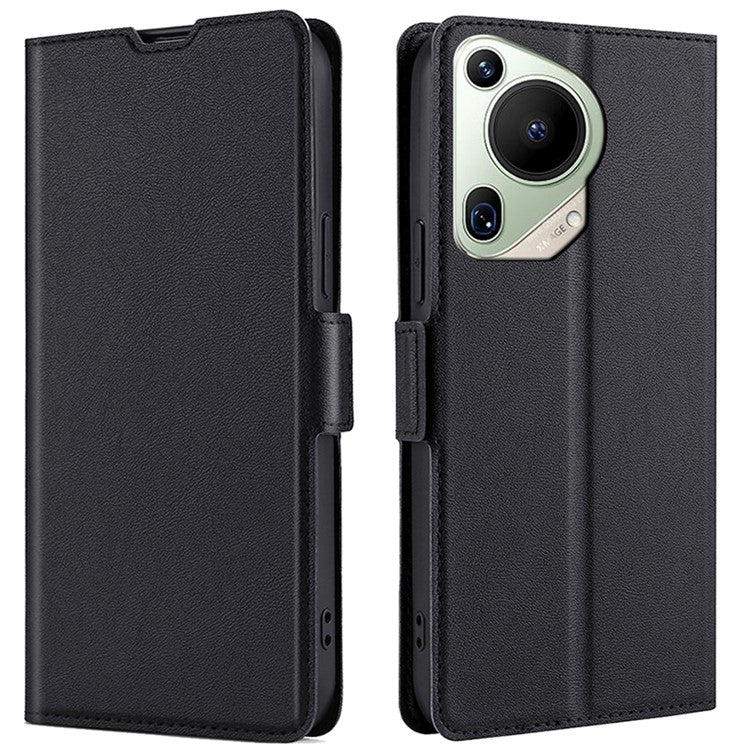 For Huawei Pura 70 Ultra Cover Ultra Thin Leather Card Slots Magnetic Phone Case - Black