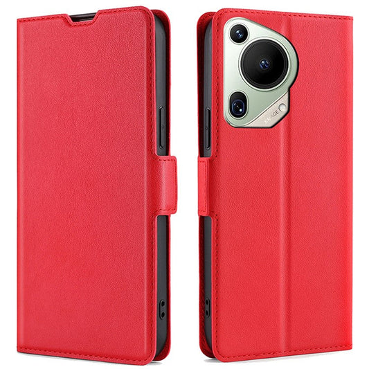 For Huawei Pura 70 Ultra Cover Ultra Thin Leather Card Slots Magnetic Phone Case - Red
