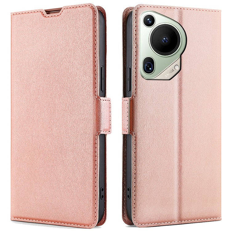For Huawei Pura 70 Ultra Cover Ultra Thin Leather Card Slots Magnetic Phone Case - Rose Gold