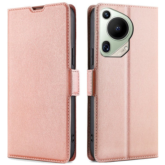 For Huawei Pura 70 Ultra Cover Ultra Thin Leather Card Slots Magnetic Phone Case - Rose Gold