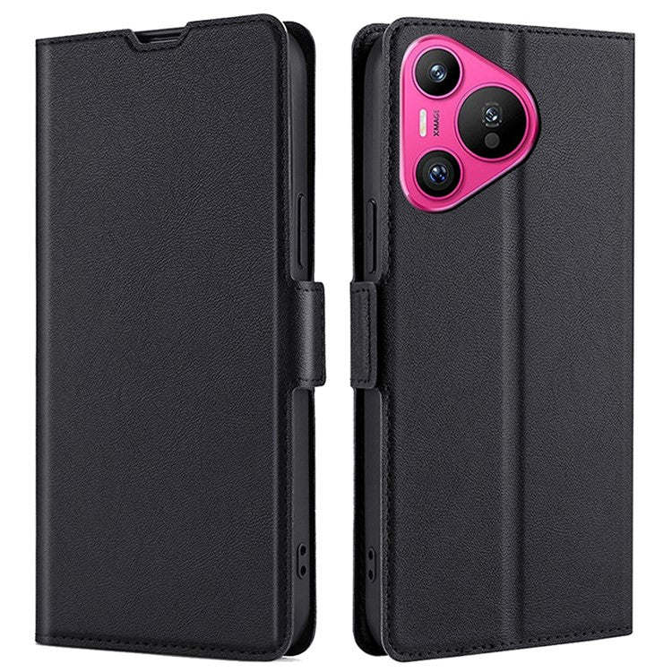 For Huawei Pura 70 Case with Card Slots Leather Phone Cover Wholesale - Black