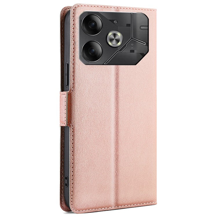 For TECNO Pova 6 5G Leather Case Card Slots Phone Cover Side Magnetic Clasp - Rose Gold
