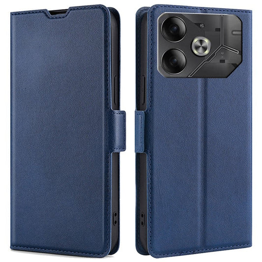 For TECNO Pova 6 5G Leather Case Card Slots Phone Cover Side Magnetic Clasp - Blue