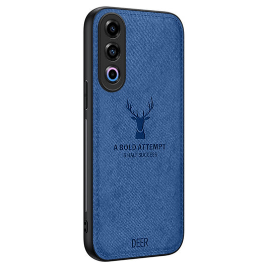 For Oppo K12 Shockproof Case Deer Pattern Leather+PC+TPU Protective Back Cover - Blue