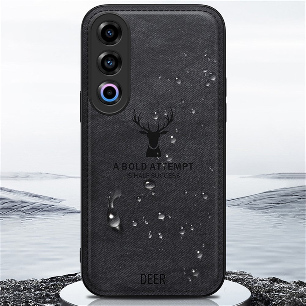 For Oppo K12 Shockproof Case Deer Pattern Leather+PC+TPU Protective Back Cover - Grey