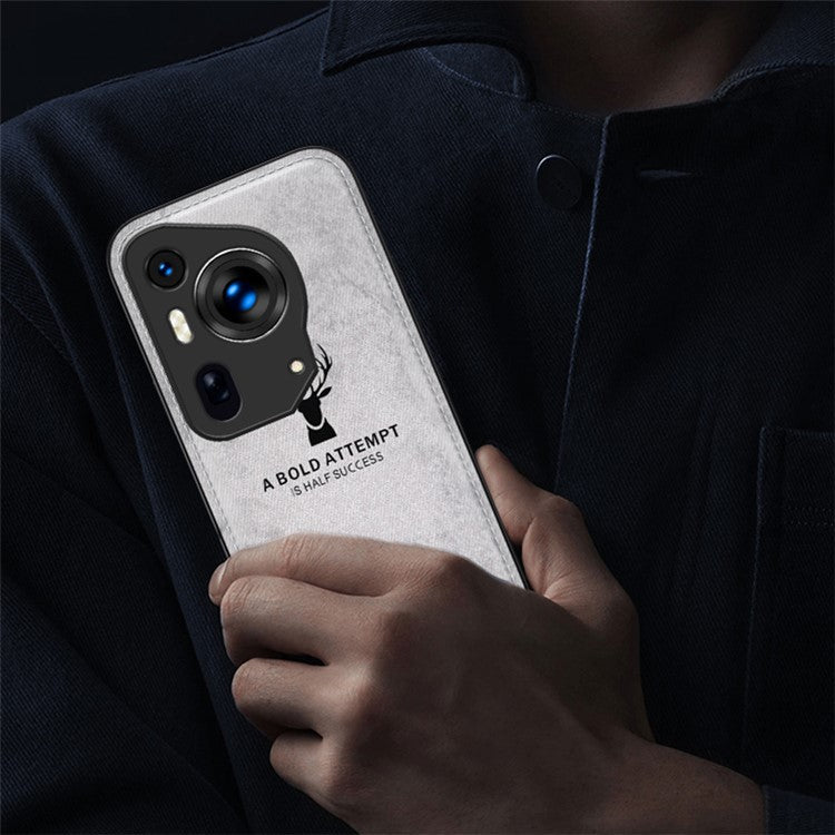 For Huawei Pura 70 Ultra Case Deer Pattern PU Leather Coated PC+TPU Hybrid Phone Cover - Black