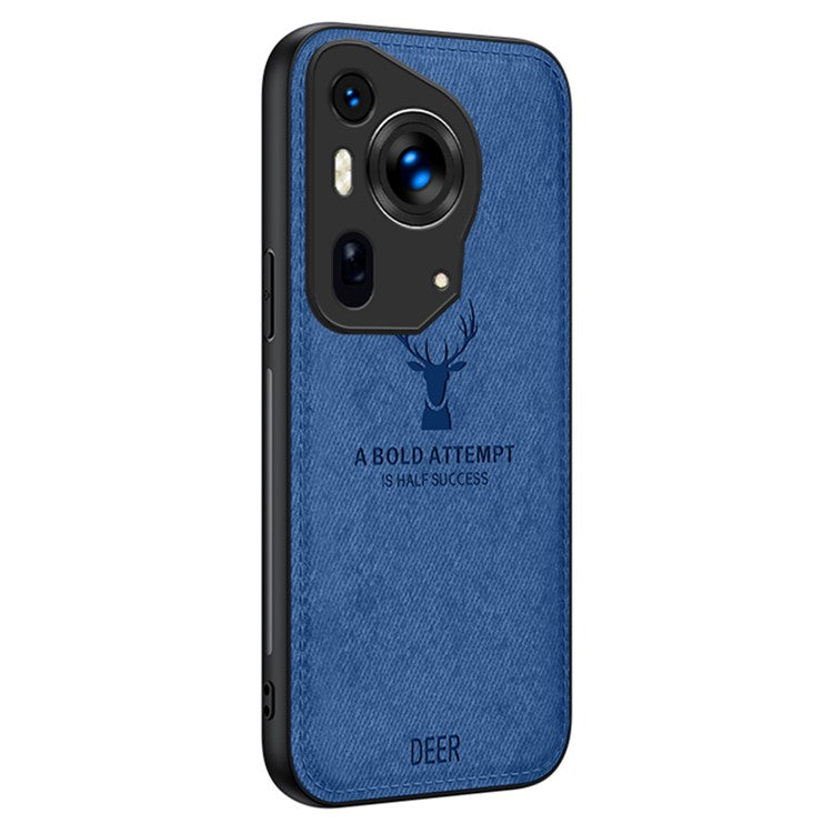 For Huawei Pura 70 Ultra Case Deer Pattern PU Leather Coated PC+TPU Hybrid Phone Cover - Blue