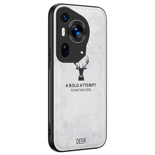 For Huawei Pura 70 Ultra Case Deer Pattern PU Leather Coated PC+TPU Hybrid Phone Cover - Grey