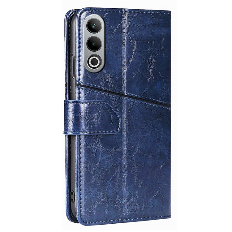 For OnePlus Nord CE4 5G Phone Case Geometric Splicing Leather Wallet Cover - Blue