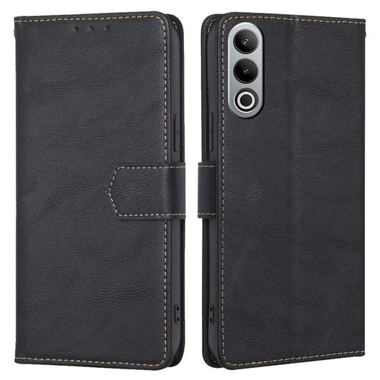For OnePlus Nord CE4 5G Case RFID Blocking Leather Cover Cowhide Texture Phone Shell - Black