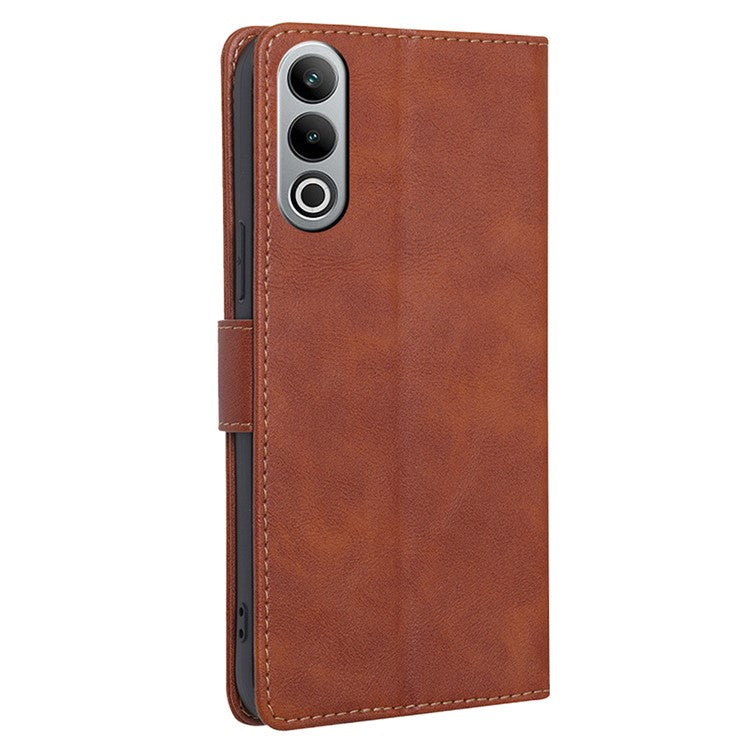 For OnePlus Nord CE4 5G Case RFID Blocking Leather Cover Cowhide Texture Phone Shell - Brown