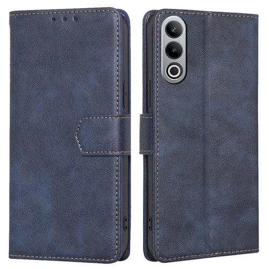 For OnePlus Nord CE4 5G Case RFID Blocking Leather Cover Cowhide Texture Phone Shell - Blue