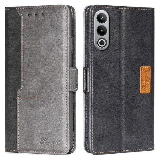 For OnePlus Nord CE4 5G Wholesale Phone Cases Color Splicing Leather Wallet Cover - Black+Grey