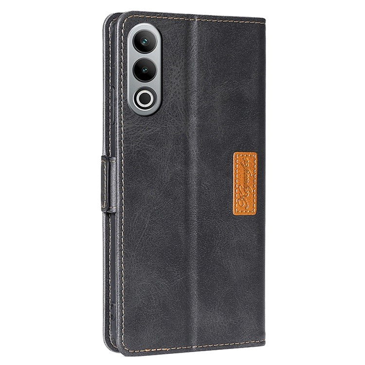 For OnePlus Nord CE4 5G Wholesale Phone Cases Color Splicing Leather Wallet Cover - Black+Grey