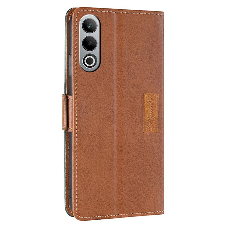 For OnePlus Nord CE4 5G Wholesale Phone Cases Color Splicing Leather Wallet Cover - Light Brown+Green