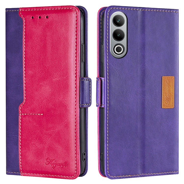 For OnePlus Nord CE4 5G Wholesale Phone Cases Color Splicing Leather Wallet Cover - Rose+Purple