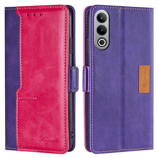 For OnePlus Nord CE4 5G Wholesale Phone Cases Color Splicing Leather Wallet Cover - Rose+Purple