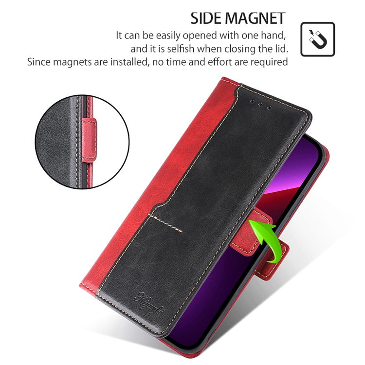 For OnePlus Nord CE4 5G Wholesale Phone Cases Color Splicing Leather Wallet Cover - Black+Red