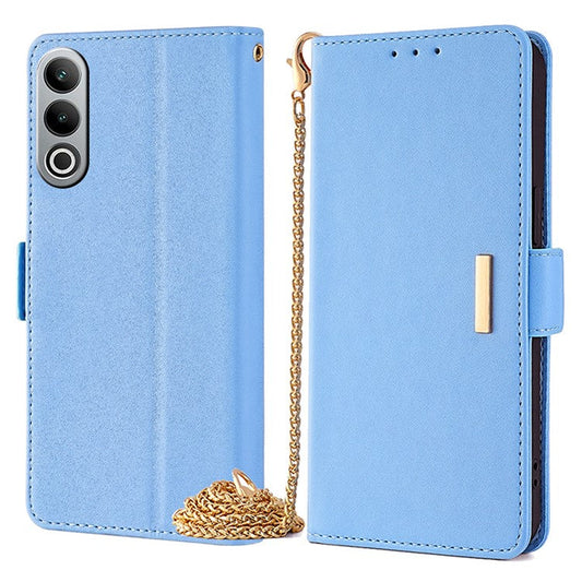 For OnePlus Nord CE4 5G Wallet Case RFID Blocking Card Holder Phone Cover with 2 Straps - Blue