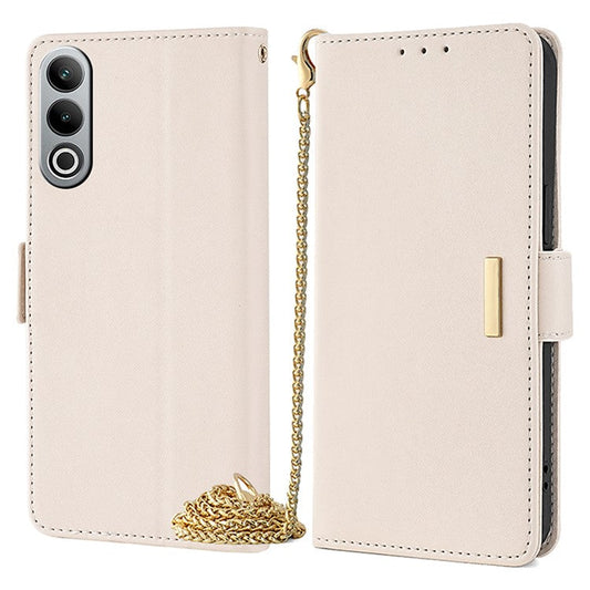 For OnePlus Nord CE4 5G Wallet Case RFID Blocking Card Holder Phone Cover with 2 Straps - White