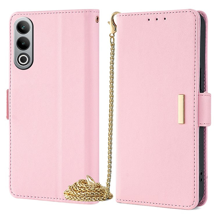 For OnePlus Nord CE4 5G Wallet Case RFID Blocking Card Holder Phone Cover with 2 Straps - Pink