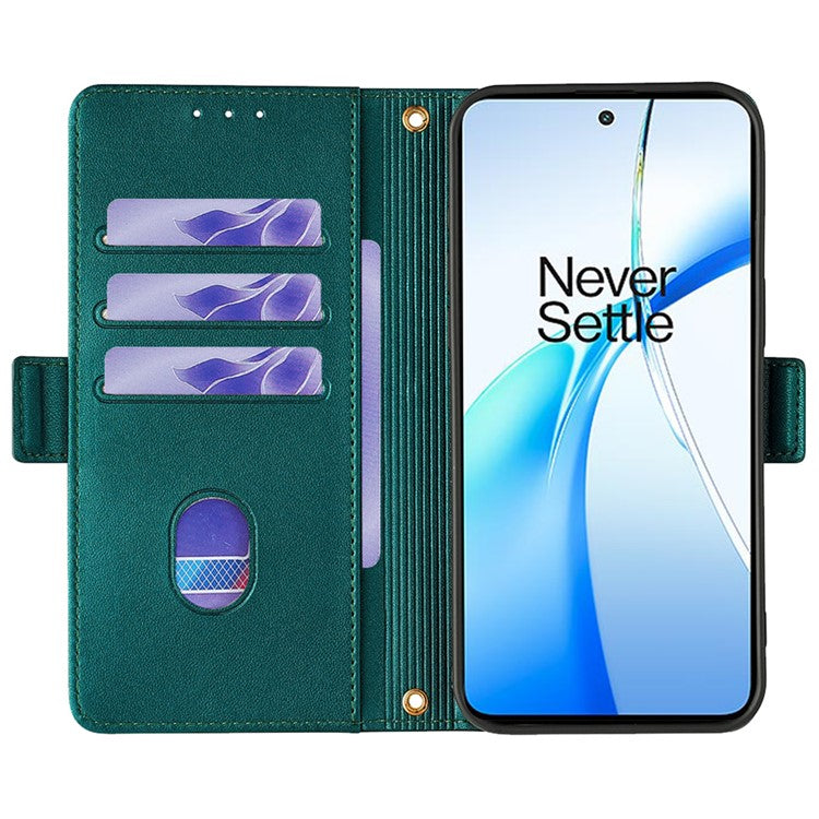 For OnePlus Nord CE4 5G Wallet Case RFID Blocking Card Holder Phone Cover with 2 Straps - Green