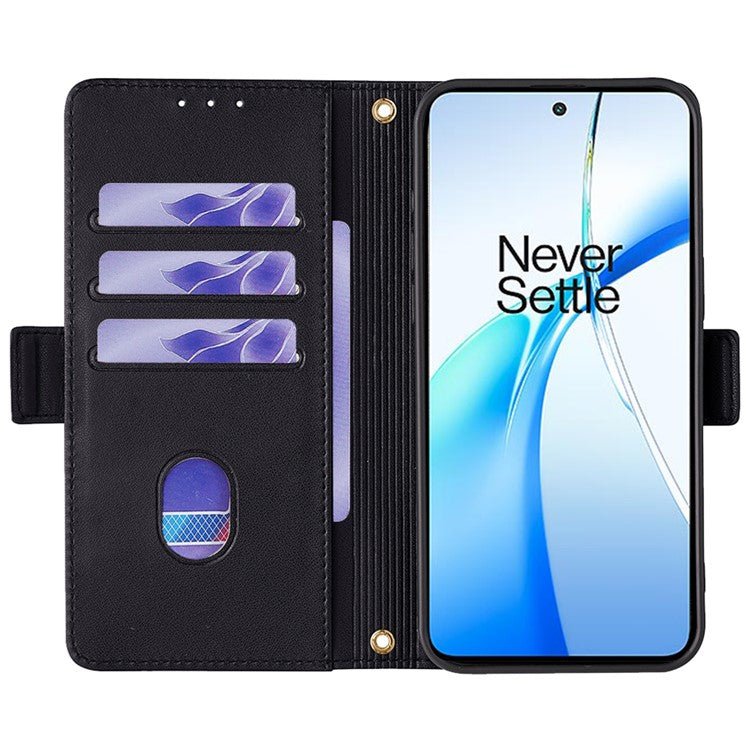 For OnePlus Nord CE4 5G Wallet Case RFID Blocking Card Holder Phone Cover with 2 Straps - Black