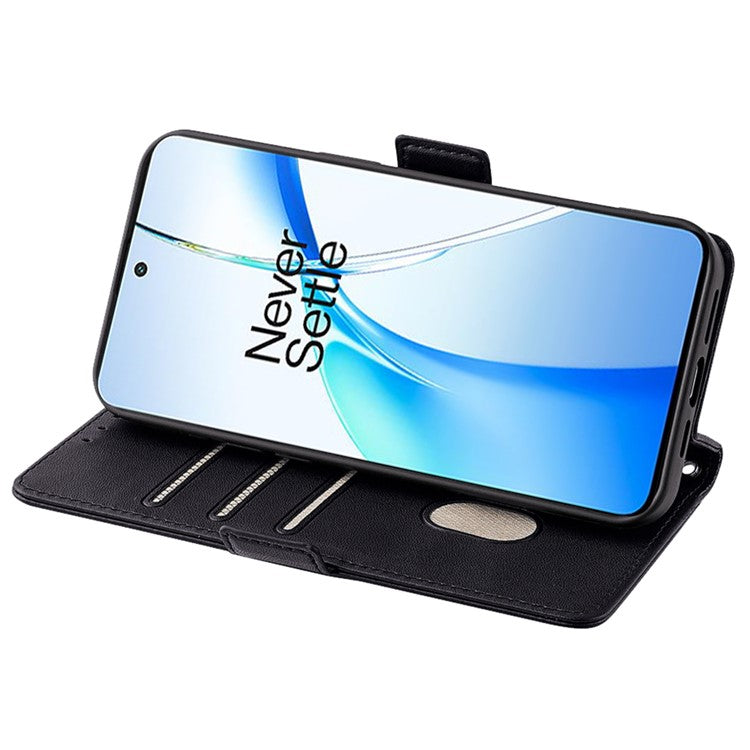 For OnePlus Nord CE4 5G Wallet Case RFID Blocking Card Holder Phone Cover with 2 Straps - Black