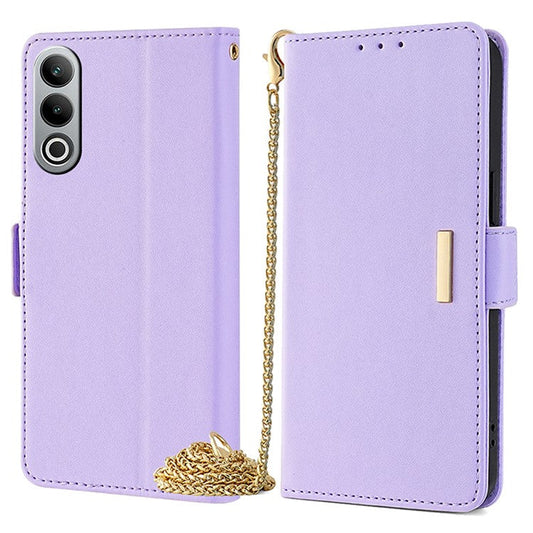 For OnePlus Nord CE4 5G Wallet Case RFID Blocking Card Holder Phone Cover with 2 Straps - Purple