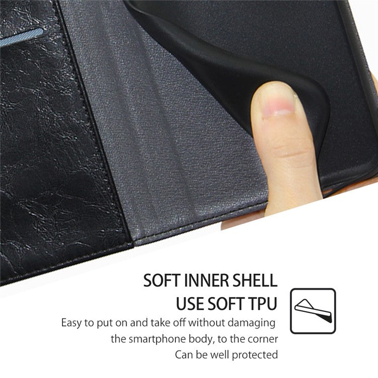 For Huawei Pura 70 Ultra Case PU Leather Bookstyle Folding Stand Geometric Splicing Phone Cover - Black